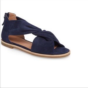 Blue Suede Leather Twist Sandals Size 8